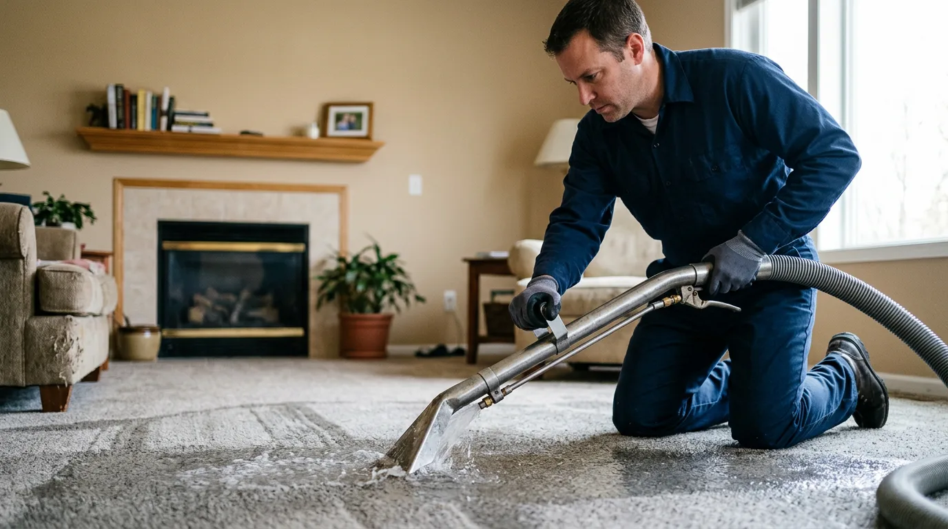 Water damage restoration technician working near Brookpark, OH